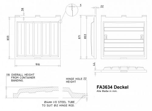 FA3634 Deckel - Serie 36 (Deckelbreite ~910mm)